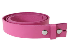 Cargar imagen en el visor de la galería, Pink Vegetable Tanned Leather Belt Blank W/ Snaps and Matching Keeper | 60&quot;-70&quot; Length - Stonestreet Leather
