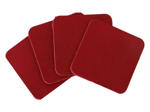 Red Vegetable Tanned Leather Coaster Shapes (Square), 4