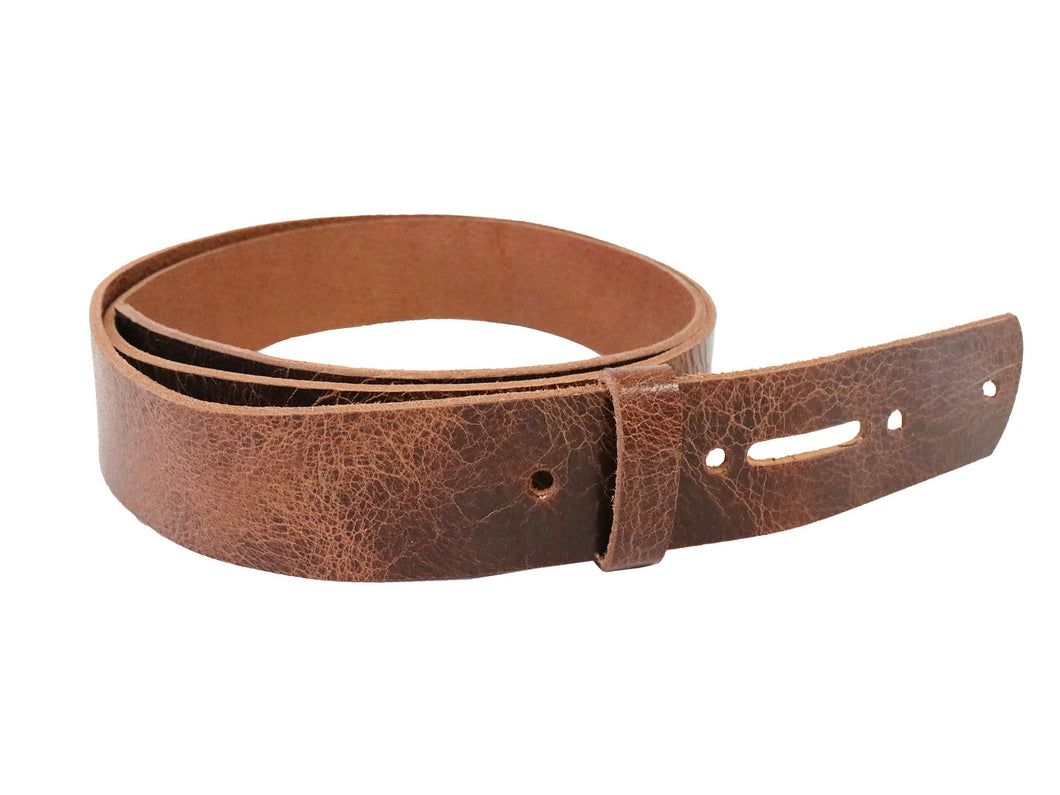 Tan Brown Vintage Glazed Buffalo Leather Belt Blank With Matching Keeper, 48