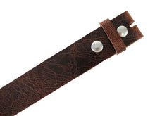 Load image into Gallery viewer, Tan Brown Vintage Glazed Buffalo Leather Belt Blank With Silver Snaps &amp; Matching Keeper, 48&quot;-60&quot; Length - Stonestreet Leather
