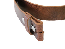 Load image into Gallery viewer, Tan Brown Vintage Glazed Buffalo Leather Belt Blank With Silver Snaps &amp; Matching Keeper, 48&quot;-60&quot; Length - Stonestreet Leather
