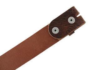 Tan Vintage Glazed, Buffalo Leather Belt Blank With Snaps & Matching Keeper, 50"-60"+ Length, Choice of Snap Color - Stonestreet Leather