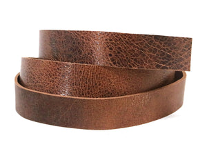 Tan Vintage Glazed Buffalo Leather Strip, 48”- 60” Length, Tan Brown - Stonestreet Leather