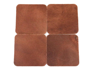 Tan Vintage Glazed Square Water Buffalo Leather, Square Coaster Shapes, 4"x4" - Stonestreet Leather