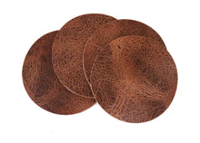 Cargar imagen en el visor de la galería, Tan Vintage Glazed Water Buffalo Leather, Round Coaster Shapes, 4&quot;x4&quot; - Stonestreet Leather
