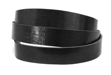 Load image into Gallery viewer, Vintage Glazed Black Buffalo Leather Strip, 48”- 60” Length, Black - Stonestreet Leather
