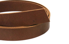 Load image into Gallery viewer, West Tan Buffalo Leather Strip, 48”- 60” in Length, Matte Peanut - Stonestreet Leather
