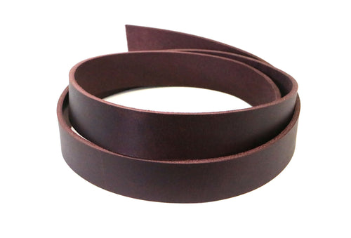 West Tan Matte Burgundy Buffalo Leather Strip, 48”-60” in Length, Matte Burgundy - Stonestreet Leather